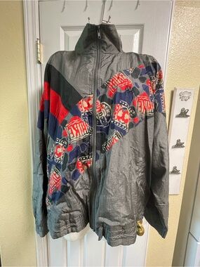 jcpenney Gray Windbreaker with Red and Blue Graphic Panels